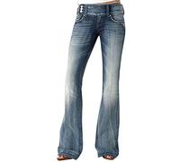 Womens Curvy Fit Totally Shaping Midge Bootcut Flared Jeans Distressed Classic Faded Wide Leg Bell Bottom Boyfriends Juniors Mom Jeans Heavy Duty Workwear Bottoms with Pockets Light Blue
