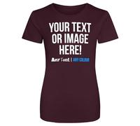 Womens Custom Activewear T Shirt Ladies Fit Polyester Gym Sports Any Text Image Personalised Printed Logo Marathon Run Running Club Photo Tee, XL, Burgundy