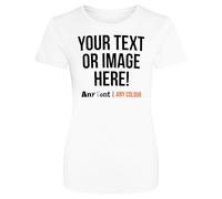 Womens Custom Activewear T Shirt Ladies Fit Polyester Gym Sports Any Text Image Personalised Printed Logo Marathon Run Running Club Photo Tee, XL, White