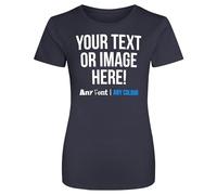 Womens Custom Activewear T Shirt Ladies Fit Polyester Gym Sports Any Text Image Personalised Printed Logo Marathon Run Running Club Photo Tee, XS, Oxford Navy
