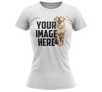 Womens Custom Picture of Your Dog White DTG T Shirt - Personalised Dog Pet Lover Gifts for Her - Custom Text and Puppy Image, 2XL, White