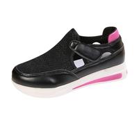 Womens Cut Out Platform Trainers Casual Mesh Sporty Slip On Sneakers Black