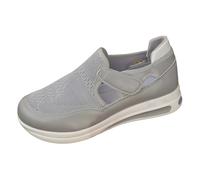 Womens Cut Out Platform Trainers Casual Mesh Sporty Slip On Sneakers Grey