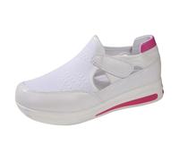 Womens Cut Out Platform Trainers Casual Mesh Sporty Slip On Sneakers White