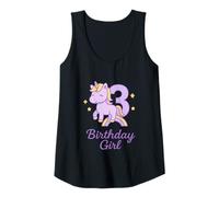 Womens Cute 3rd Birthday Girl Unicorn Rainbow Party Design Tank Top