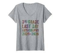 Women's Cute 3rd Grade Last Day 2026 Write My Autograph Throwback V-Neck T-Shirt