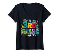 Women's Cute 3rd Grade Raccoons Back to School Kids First Day V-Neck T-Shirt