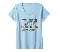Women's Cute 7th Grade Last Day 2026 Write My Autographs Year End V-Neck T-Shirt
