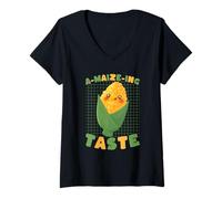 Women's Cute A-Maize-ING Taste Corn Pun Foodie Design V-Neck T-Shirt