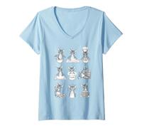 Women's Cute Abyssinian Cat Baking Pastry Chef V-Neck T-Shirt