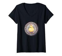 Womens Cute Adorable Chick Chicken Mandala V-Neck T-Shirt