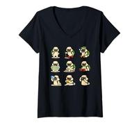 Women's Cute Adventure Pug Hiking Camping Explorer V-Neck T-Shirt