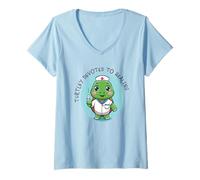 Womens Cute and Funny Turtley Devoted to Healing Nurse Turtle Pun V-Neck T-Shirt