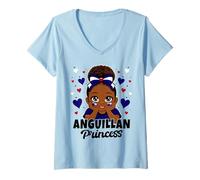 Women's Cute Anguillan Princess Girl Roots Anguilla Flag Heritage V-Neck T-Shirt