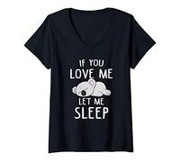 Womens Cute Australian Animal Love Funny Gift Idea Sleeping Koala V-Neck T-Shirt