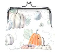 Women's Cute Autumn Pumpkin White Wallet with Leather Buckle and Kiss Closure, White Autumn Pumpkin, UNITALLA, White Autumn Pumpkin, UNITALLA, Classic, White Autumn Pumpkin, UNITALLA, Classic