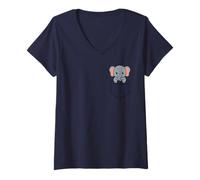 Womens Cute Baby Elephant Pocket Pal Funny Elephant Wild Animal V-Neck T-Shirt