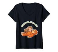 Women's Cute Baby Viral Monkey Team Punch Dream Big Little One V-Neck T-Shirt
