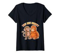 Women's Cute Baby Viral Monkey Team Punch Tiny But Mighty V-Neck T-Shirt