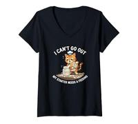 Women's Cute Baker Cat Sourdough Starter Needs A Feeding Design V-Neck T-Shirt