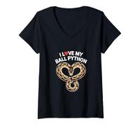 Womens Cute Ball Python V-Neck T-Shirt