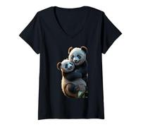 Womens Cute Bamboo Panda Funny Unisex Design for Men Women Tee V-Neck T-Shirt