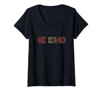 Womens Cute Be Kind Positive Inspirational Kindness V-Neck T-Shirt