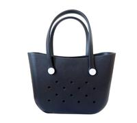 Womens Cute Beach Bag Rubber Tote Bag Waterproof Travel Bags Washable Open Handbags for Summer Swim Sports and Picnic (13 Black)
