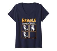 Womens Cute Beagle Training Guide Dad Parent Dog Lover Pawsitively V-Neck T-Shirt