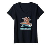 Womens Cute Bear Lake Utah and Idaho for Adults and Kids V-Neck T-Shirt