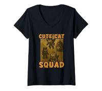 Womens Cute Bee Robot Costume Cat Squad Clowder Gang V-Neck T-Shirt