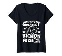 Women's Cute Bichon Frise Dog Lover Best Bichon Frise Dad V-Neck T-Shirt