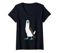 Womens Cute Blue Foot Booby Bird Dancing Blue Foot Boobie Bird V-Neck T-Shirt