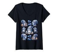 Womens Cute Blueberry Summer Gnome For Women Who Love Blueberries V-Neck T-Shirt