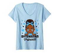 Women's Cute Botswanan Princess Girl Roots Botswana Flag Heritage V-Neck T-Shirt