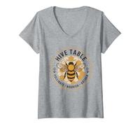 Women's Cute Bumble Bee Honey Bees Beekeeping Hive V-Neck T-Shirt