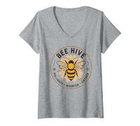 Women's Cute Bumble Bee Honey Bees Beekeeping Hive V-Neck T-Shirt