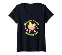 Women's Cute Bunny Ice Pop You are Worth Melting for Love V-Neck T-Shirt