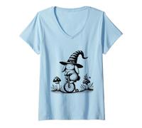 Women's Cute Bunny Rabbit Wearing a Wizard hat Castlecore V-Neck T-Shirt