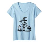 Women's Cute Bunny Rabbit Wearing a Wizard hat Castlecore V-Neck T-Shirt