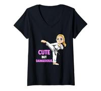 Womens Cute But Dangerous Karate Kid V-Neck T-Shirt