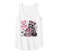 Womens Cute But Feral - Funny Racoon Retro Trash Animal Tank Top