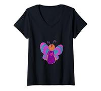Women's Cute Butterfly | Expressive Animal Art |Bold Abstract V-Neck T-Shirt