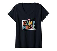 Women's Cute Camp Nurse Trip Camping Nursing School Crew Wellness V-Neck T-Shirt