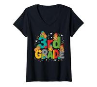 Women's Cute Capybara 3rd Grade School First Day Student V-Neck T-Shirt