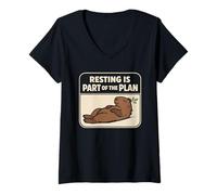 Women's Cute Capybara Stress Relief No Stress Chill Life Relaxing V-Neck T-Shirt