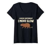 Women's Cute Capybara Stress Relief No Stress Chill Life Relaxing V-Neck T-Shirt