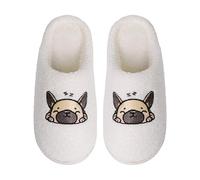 Women's Cute Cartoon Mules, Comfortable House Slippers, Novelty Funny Slippers with Cute Puppy Motifs, Lightweight and Silent Slippers for the Bedroom, White, 7
