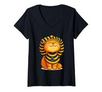 Womens Cute Cat Ancient Egyptian Gods Pharaoh Funny Egypt Mythology V-Neck T-Shirt