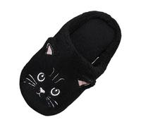 Women's Cute Cat Cartoon Animal House Slippers Warm Plush Memory Foam Fleece Slippers Autumn And Winter, Black, 7 UK